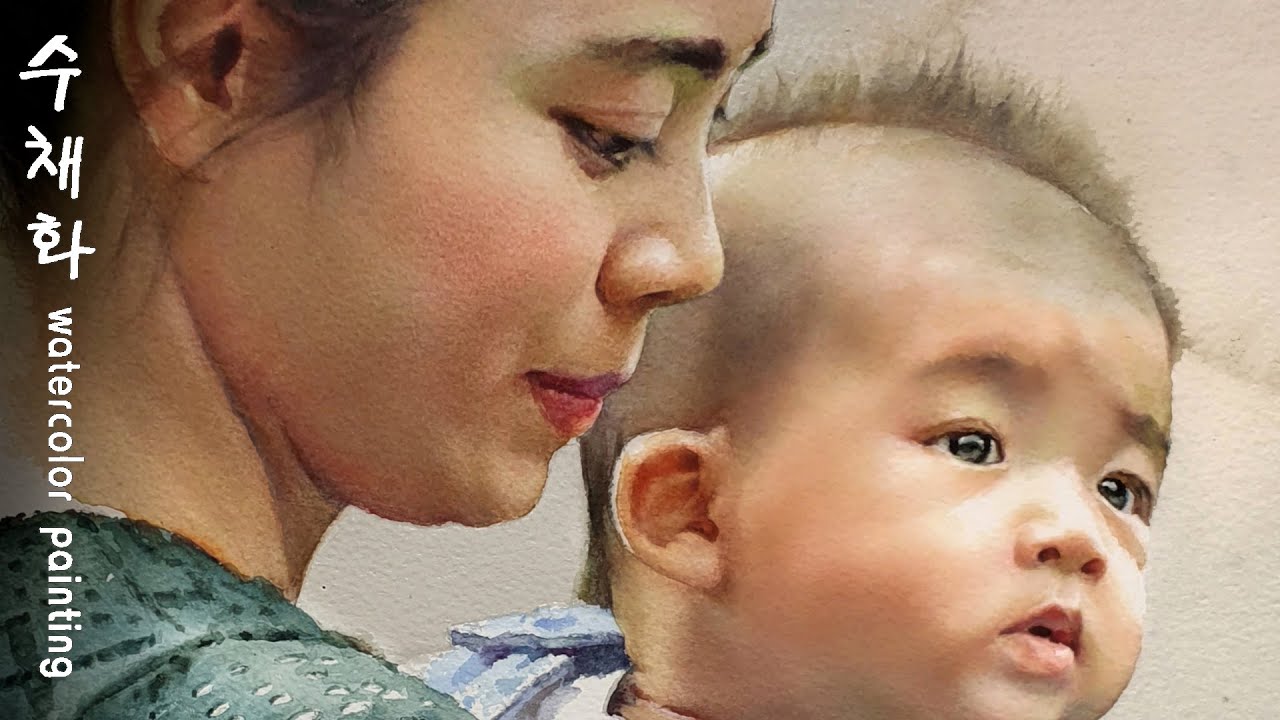 나두 엄마가 있었는데.. Watercolor portrait painting