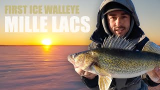 First Ice Walleye Action on MILLE LACS (2022 Early Ice)