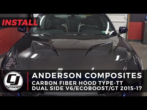 2015-2017 Mustang Install: Anderson Composites Type-TT Dual Side Carbon Fiber Hood