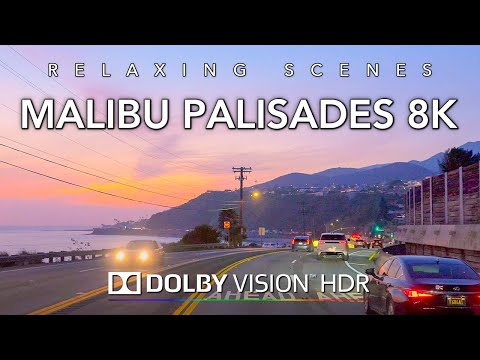 Driving Pacific Palisades and Malibu at Scenic Sunset 8K Dolby Vision HDR