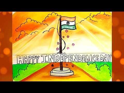 INDEPENDENCE DAY DRAWING EASY | DRAWING OF INDEPENDENCE DAY | HAPPY INDEPENDENCE DAY DRAWING