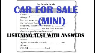 Car for sale (Mini) Listening test  #ieltslisteningtestforpractice