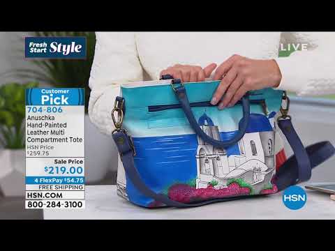 Anuschka Hand Painted Leather MultiCompartment Tote