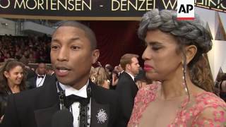 Pharrell Williams, Octavia Spencer and Justin Timberlake walk red carpet