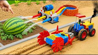 DIY Tractor Mini 5-Blade Rotary Tiller 🍉 Watermelon Farm Cultivation | Science Project