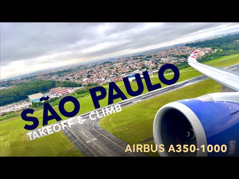 POWERFUL TAKEOFF from SÃO PAULO 🛫 AIRBUS A350-1000 to Buenos Aires! 🌇【4K In Flight Video】