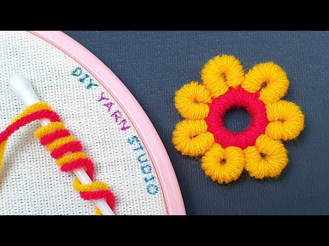 Amazing Trick with Cotton Bud - Easy Woolen Flower Making - No Crochet Flower