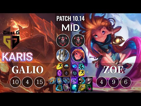GEN Karis Galio vs Zoe Mid - KR Patch 10.14