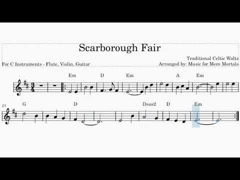 Scarborough Fair – Traditional Celtic Waltz – Play Along for Violin, Flute or Guitar