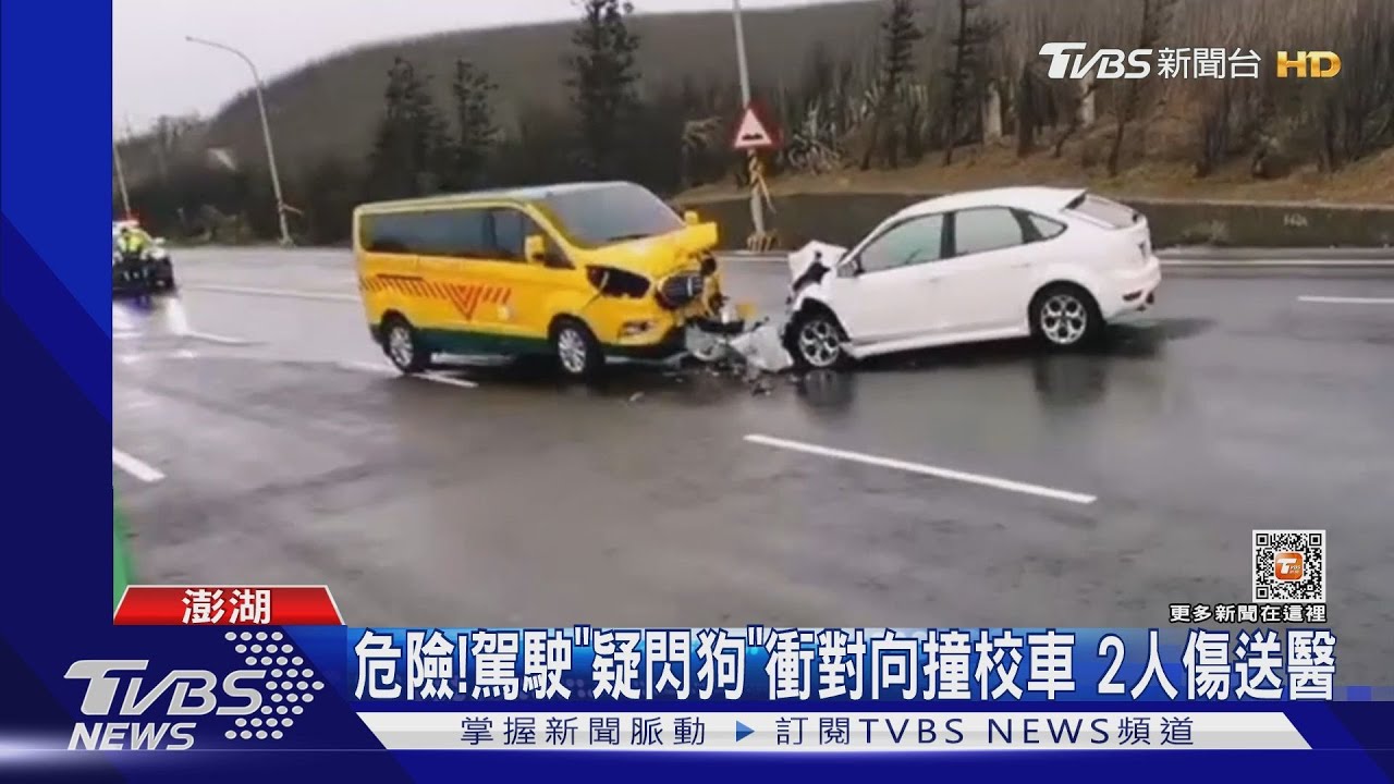 危險！駕駛「疑閃狗」衝對向撞校車　2人傷送醫