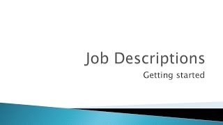 Job Descriptions - Competency Based