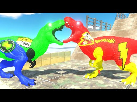BEN 10 T REX vs SHAZAM SPEED FALL - Animal Revolt Battle Simulator