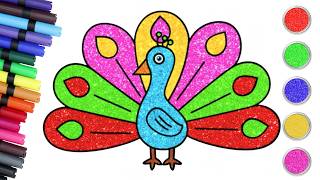 Aprenda a Desenhar Pavão com Glitter | Vídeos de Desenho | Desenho Fácil | Chiki Art Brasil