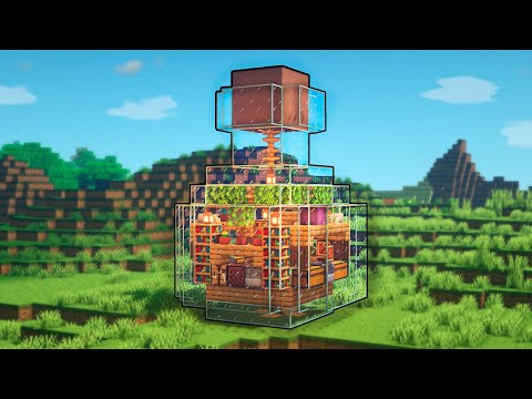 Minecraft Simple Potion House Inside Bottle | Starter Bottle House Tutorial