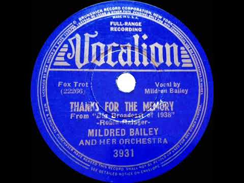 1938 Mildred Bailey & Her Orchestra - Thanks For The Memory