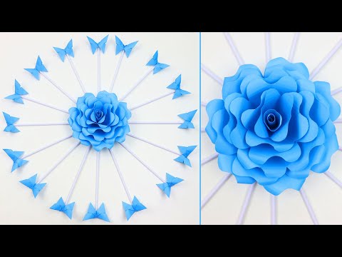 How to Make Beautiful Paper Rose Flower Wall Hanging - DIY Paper Flower Wall Hanging Decoration Idea