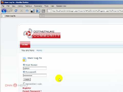 DotNetNuke Tutorial - Add questions in the registration page - Video #22