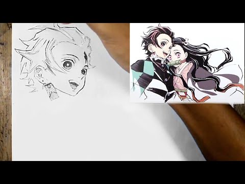 Drawing Tanjiro and Nezuko without Sketch  - Kimetsu no Yaiba/Demon Slayer