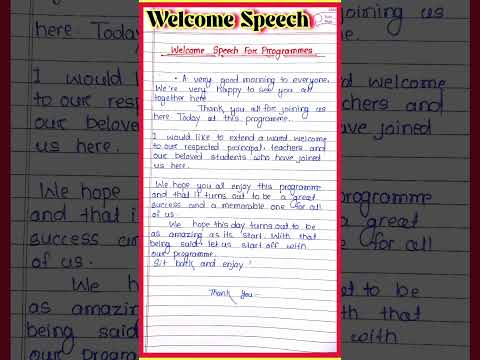 Welcome Speech for Program in English l Welcome Speech