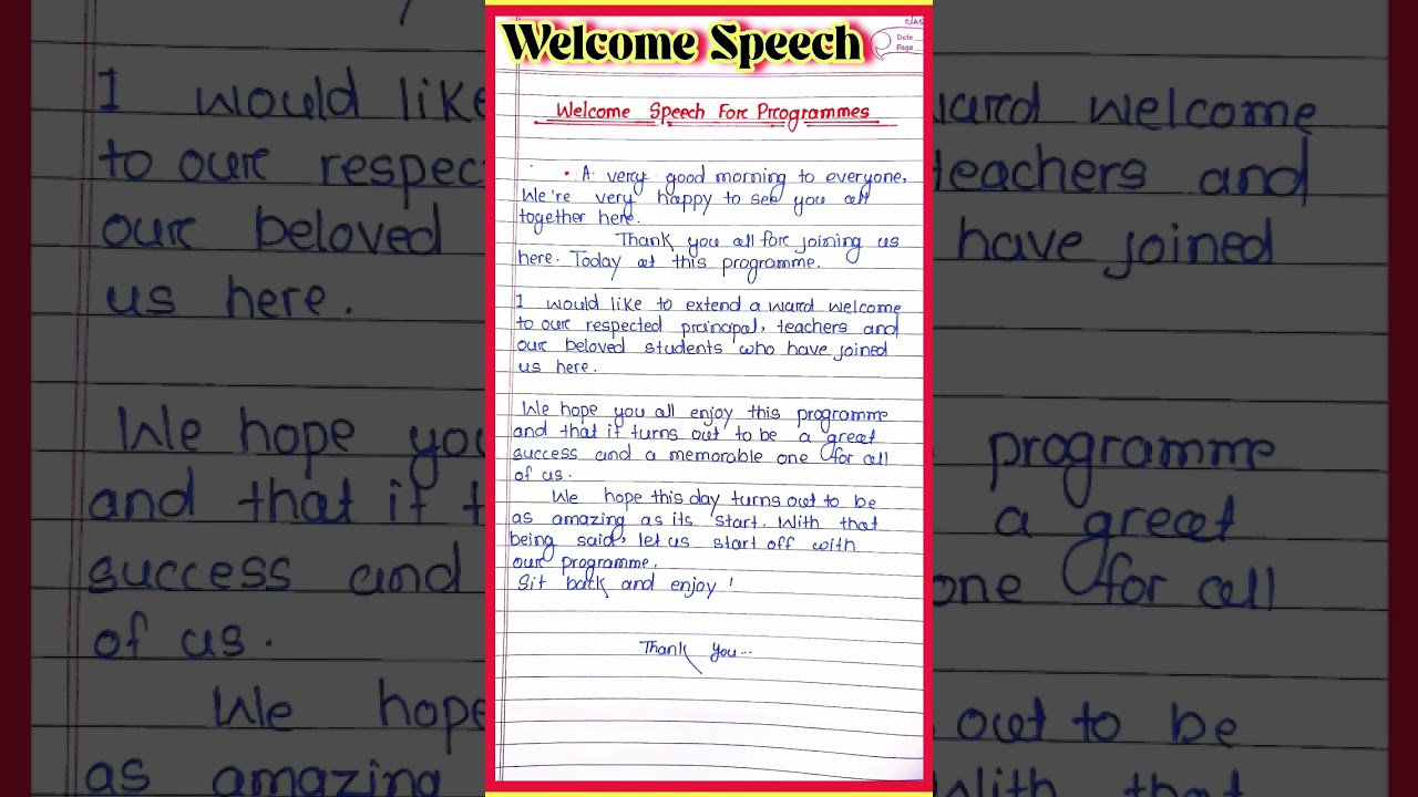 Welcome Speech for Program in English l Welcome Speech