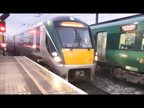 Irish Rail 8300, 29000 and 22000 Class Trains at Connolly Station in Dublin, Ireland