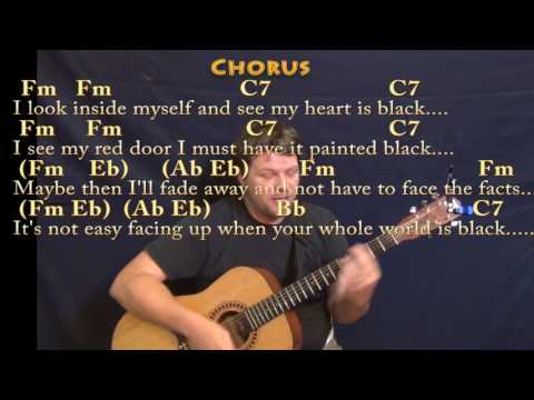 Paint It, Black (The Rolling Stones) Guitar Cover Lesson in Fm with Chords/Lyrics