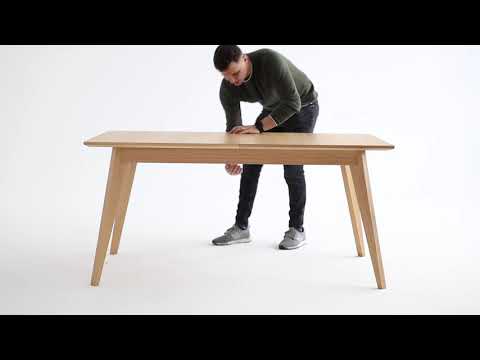 Stół Fameg Arcos ST-1403,  sposób rozkładania stołu Fameg z dostawkami chowanymi pod blatem.