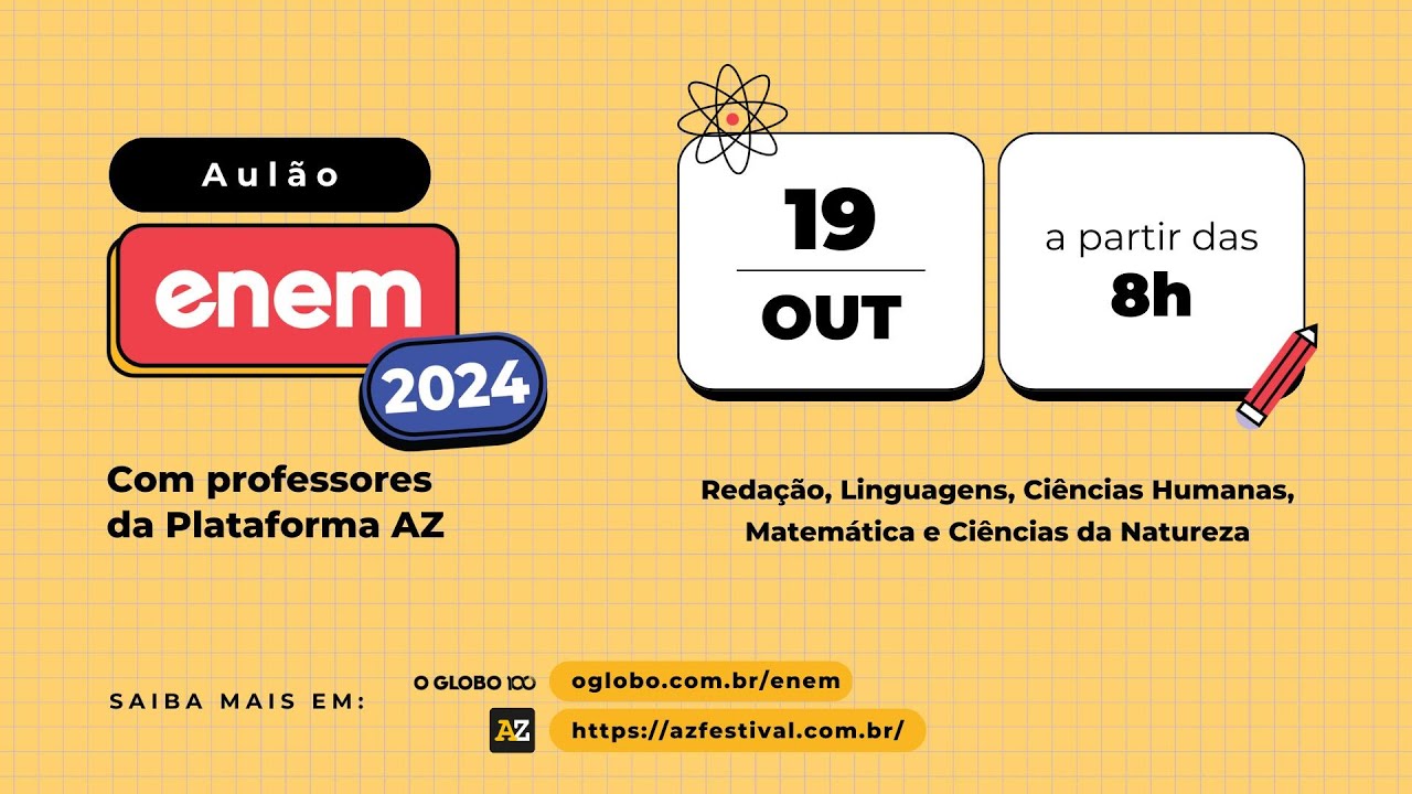 Aulão Enem 2024 | Redação, Linguagens, Matemática, Ciências Humanas e da Natureza