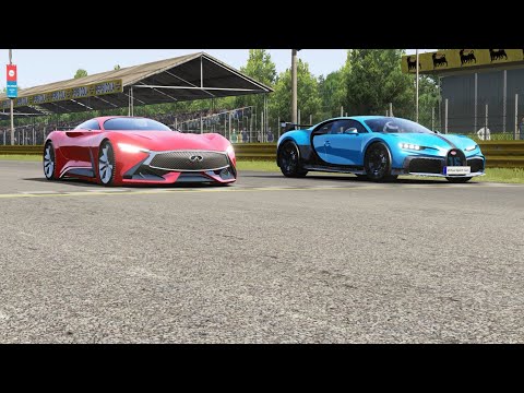 Infinit Vision GT vs Bugatti Chiron Pur Sport at Monza Full Course