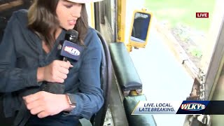 WLKY's Alex Durham drives a train