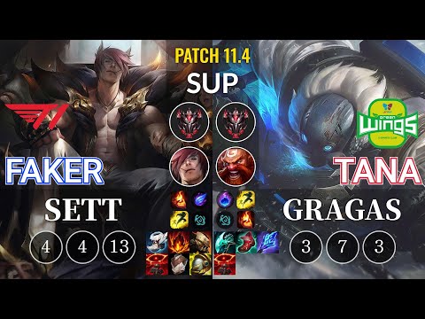 T1 Faker Sett vs JAG TaNa Gragas Sup - KR Patch 11.4