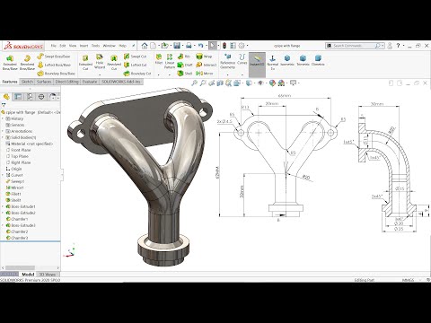 SolidWorks tutorial Pipe With Flange