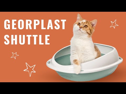Туалет кутовий з бортиком Georplast Shuttle Corner для котів, 49×40×17.5 см, блакитний video