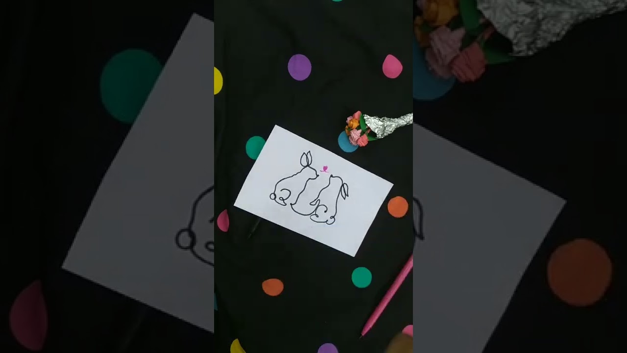 One line art of cute bunny rabbit | one line drawing | vector art | #shorts #onelinedrawing #viral