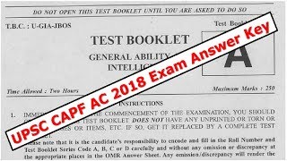 UPSC CAPF AC 2018 Exam Answer Key and Analysis of Polity & Current Affairs - GS Paper 1 by VeeR