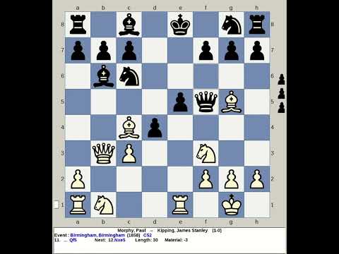 Morphy, Paul vs Kipping, James Stanley | Birmingham Chess 1858, England