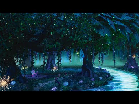 Enchanted Magical Forest Ambience: Crickets, Frogs, Trickling Stream, Sleepy Night Forest Sounds