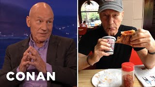 Sir Patrick Stewart Debunks His Pizza-Eating Rumor | CONAN on TBS