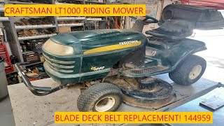 Craftsman LT1000 Riding Mower | Blade Deck Belt Replacement!