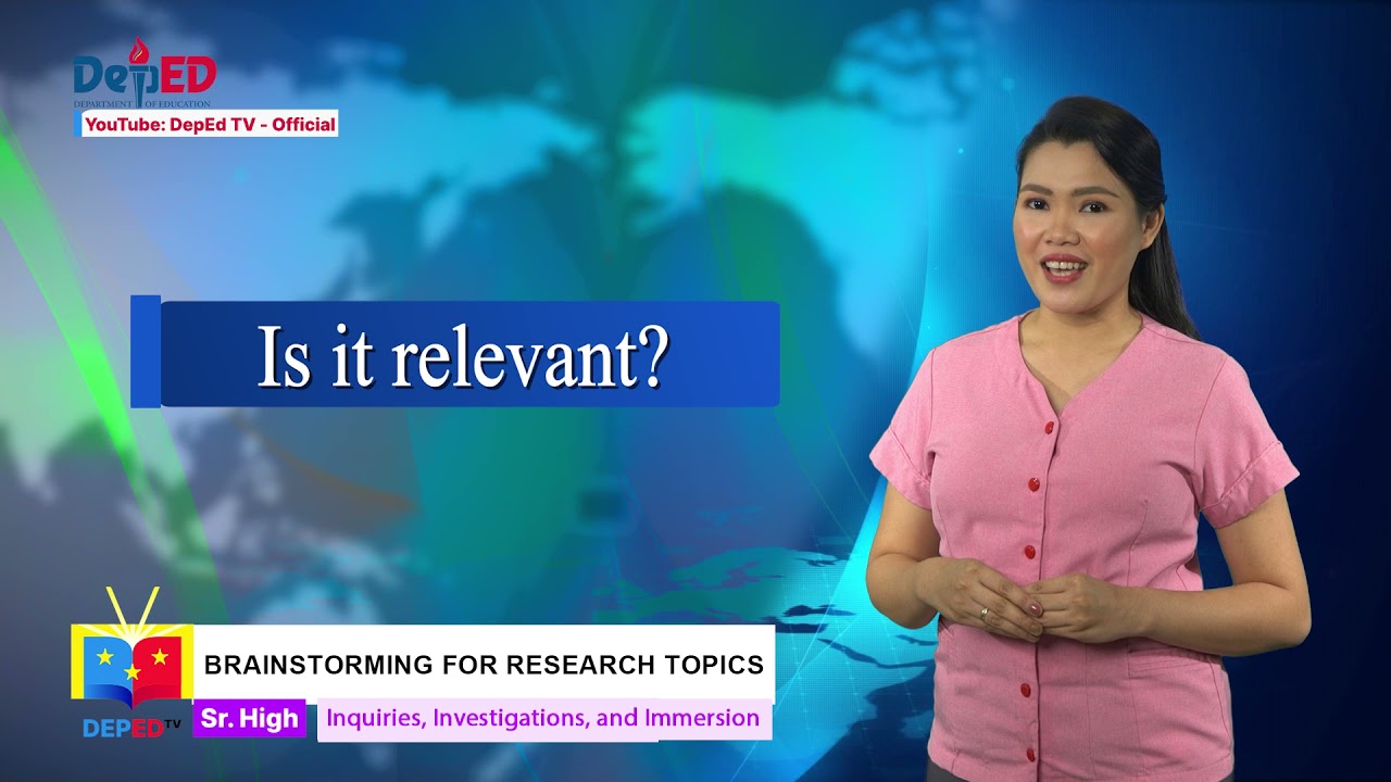 SHS INQUIRIES, INVESTIGATIONS, AND IMMERSION Q1 Ep1: Brainstorming for Research Topics