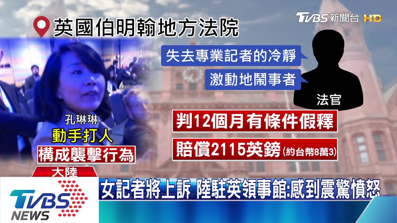 陸央視女記者掌摑志工 英法院判有罪