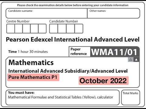 Edexcel IAL Maths - P1 - October 2022