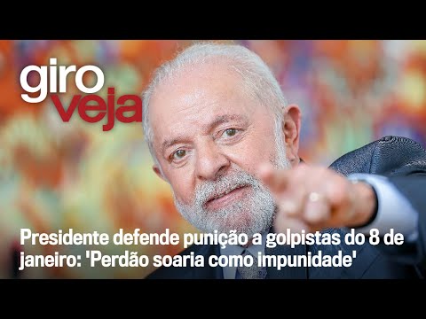 , title : 'Em ato, Lula critica Bolsonaro e defende regulamentação das redes | Giro VEJA'