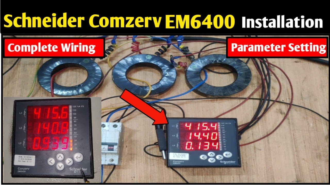 Schneider Conzerv EM6400 Meter Wiring & Parameter Setting! How to Install Multifunction Meter