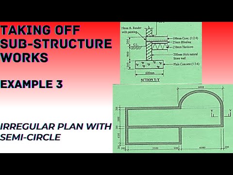 HOW TO MEASURE SUBSTRUCTURE WORKS FOR A BUILDING  WITH A  SEMI-CIRCLE IN THE PLAN