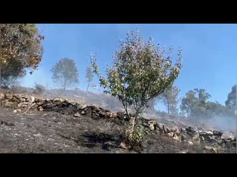 Los equipos de extinción combaten un fuego próximo a viviendas en Xeve