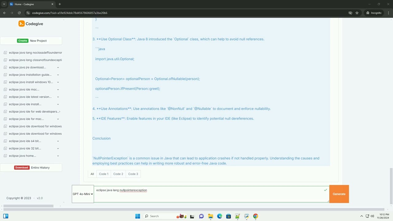 eclipse java lang nullpointerexception