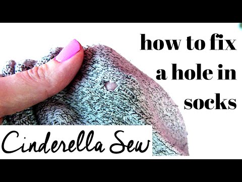How to fix a hole in your sock - Sew up holes in socks - Repair holes in clothing easy hand sewing