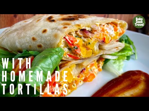 Homemade Tortilla Wraps Recipe with Pesto & Goat Cheese Pepper Filling
