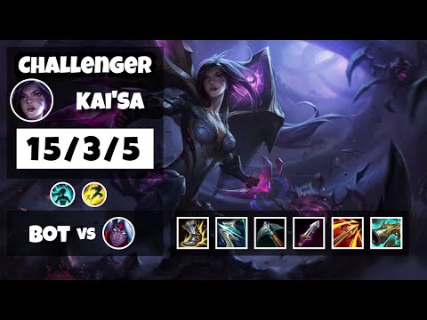 Kai'Sa Bot Lane 11.8 Challenger Gameplay Replay S11 (15/3/5) - EU